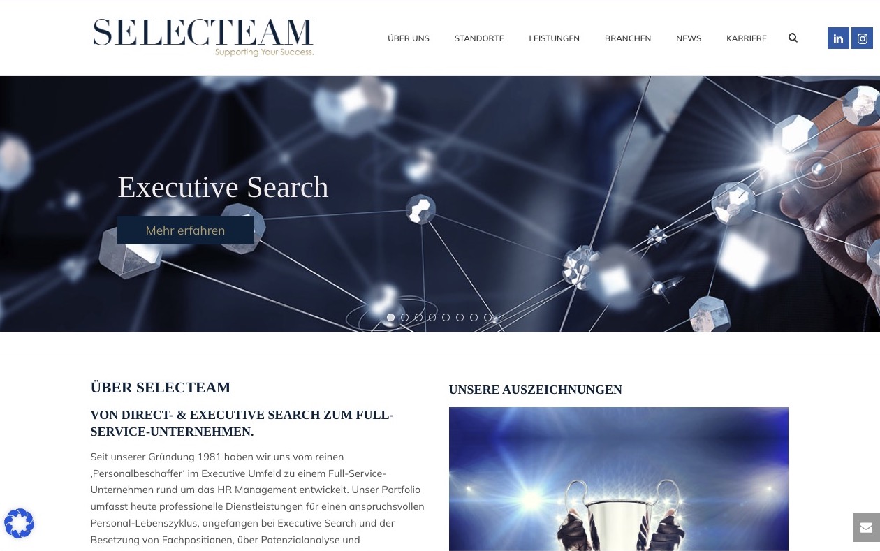 Schlechte Website Beispiel 2 - SELECTEAM