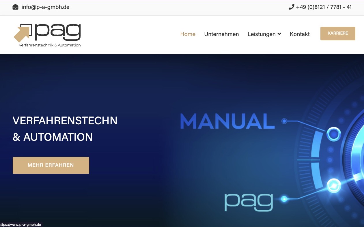 Schlechte Website Beispiel 1 - p.a. gmbh Prozess Automation Engineering Services